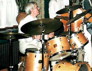 Tony playing his Gretsch kit.